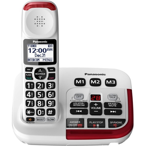 Panasonic 1 Handset Amplified Cordless Phone with Slow Talk, 40dB Volume Boost, 100dB Loud Visual Ringer, Hearing Aid Compatibility, Large Screen and Backlit Keypad