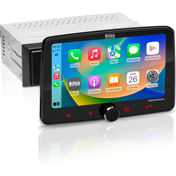 BOSS Audio Systems BVCP9700A-FL Single DIN Car Stereo Wireless Apple CarPlay, Android Auto, 7 Inch Touchscreen, Bluetooth, AM/FM Radio Receiver