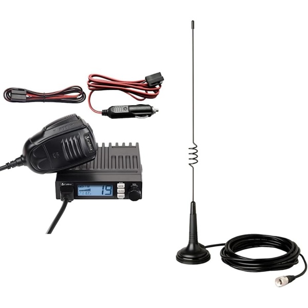 Cobra 19 MINI AM/FM Recreational CB Radio + Cobra HG A1000 18.5 inch Magnetic Mount CB Antenna
