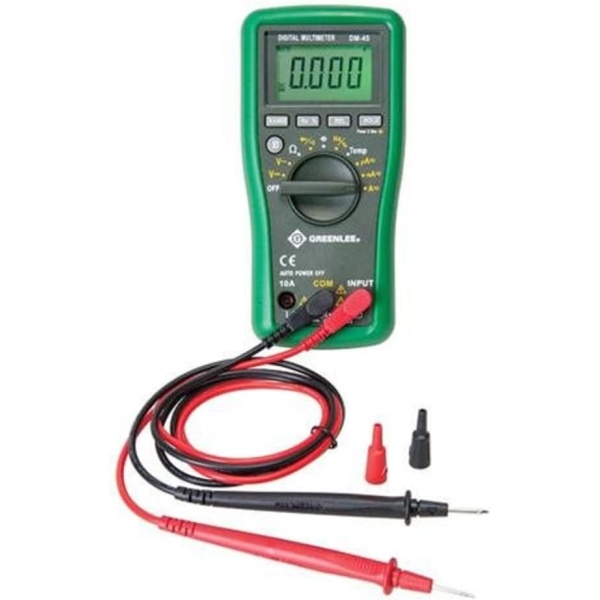 Greenlee - Dmm, 600V Ac/Dc, 10A, Cap,Temp, Elec Test Instruments (DM-45), Black
