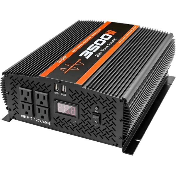 3500W Pure Sine Wave Inverter 12V to 120V with 4 Power Outlets for RV Solar Power